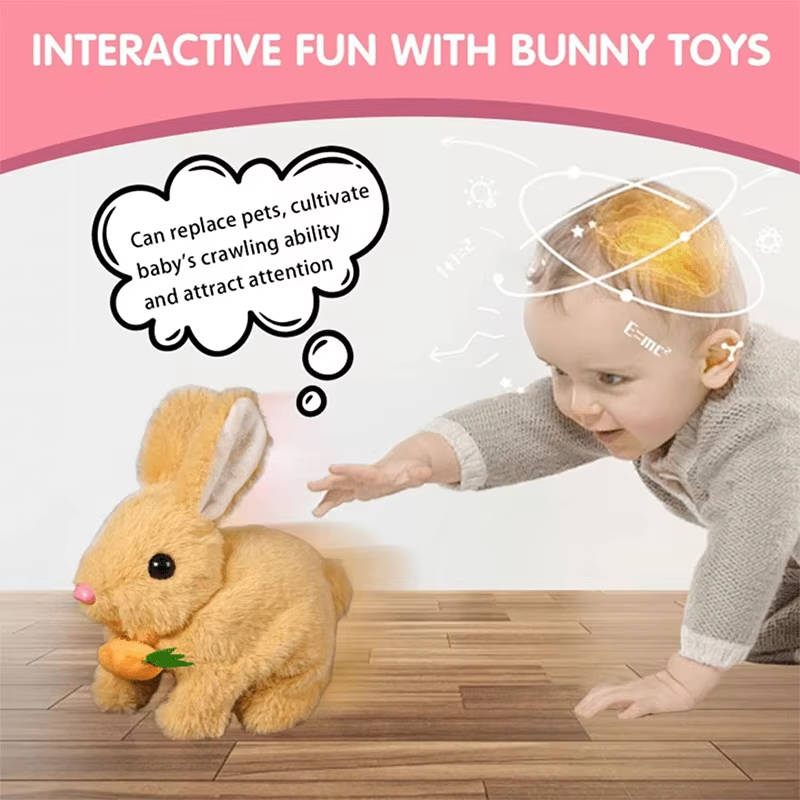 Interactive Plush Bunny Toy with Voice Recognition and Touch Sensors