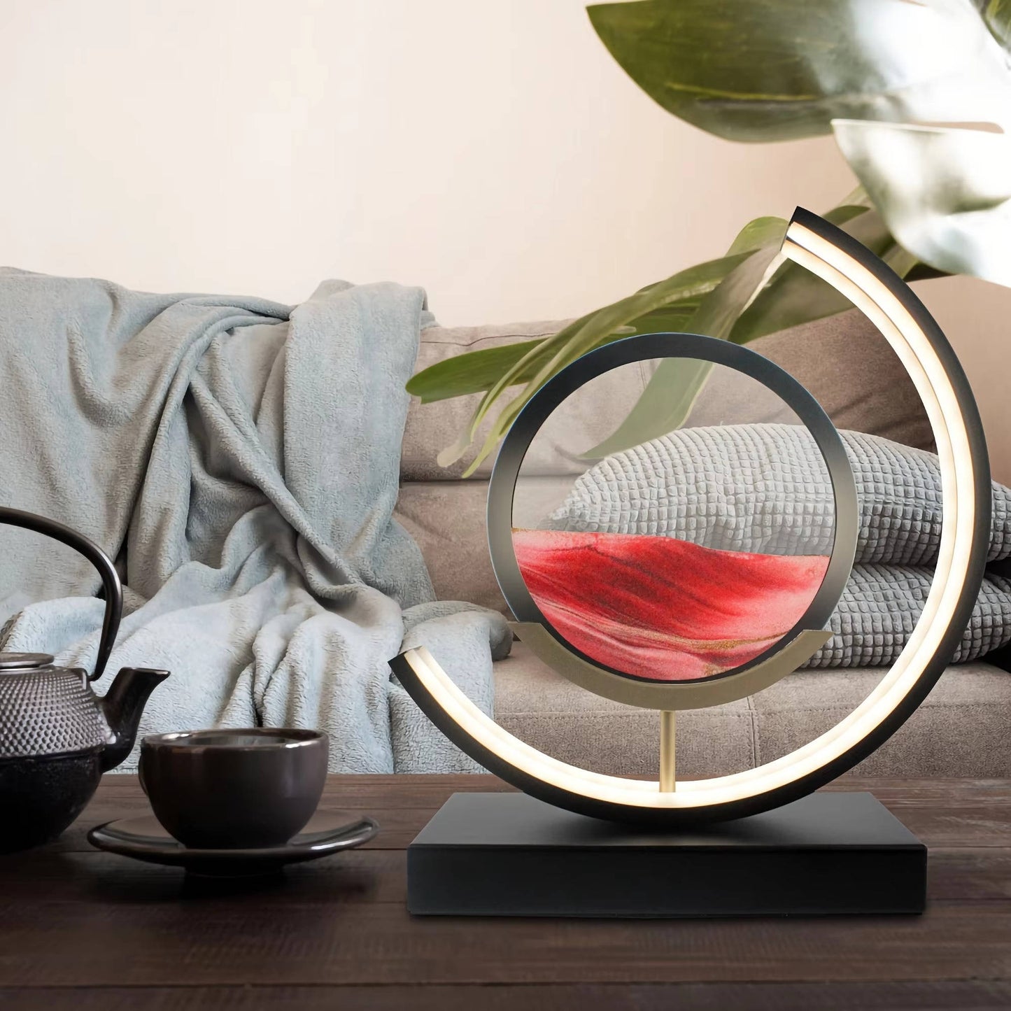 Moving Sand Art with Adjustable Light and 360-Degree Rotation