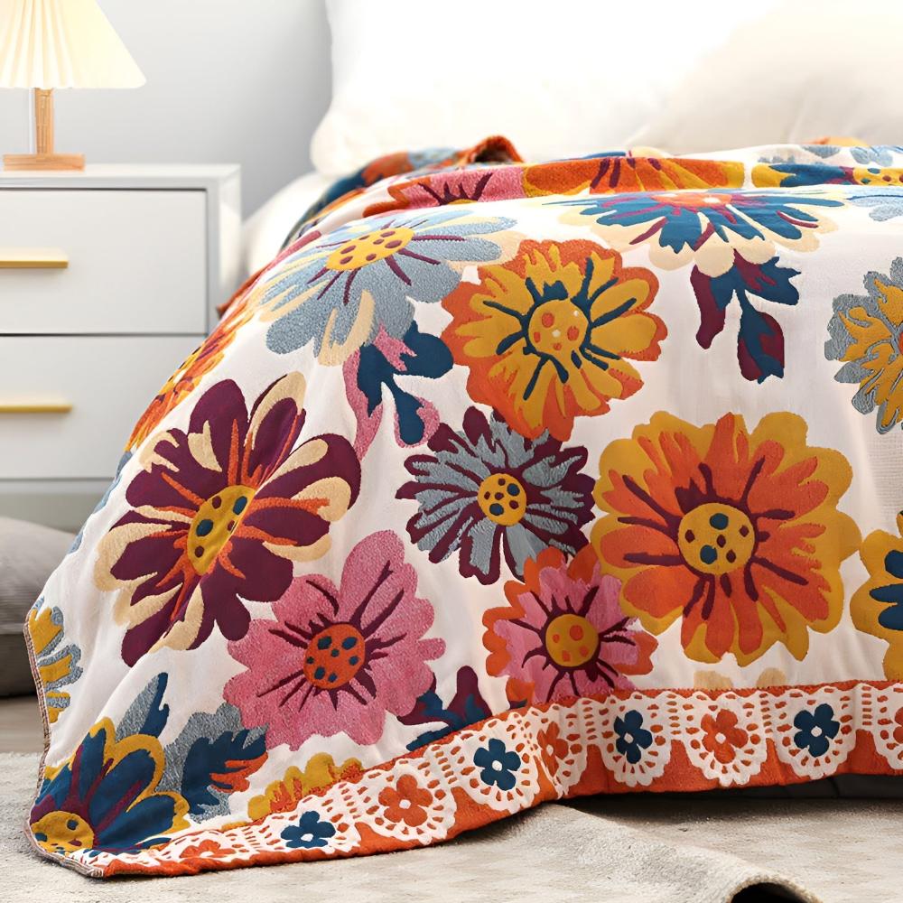 Reversible Bright Flower Organic Cotton Blanket