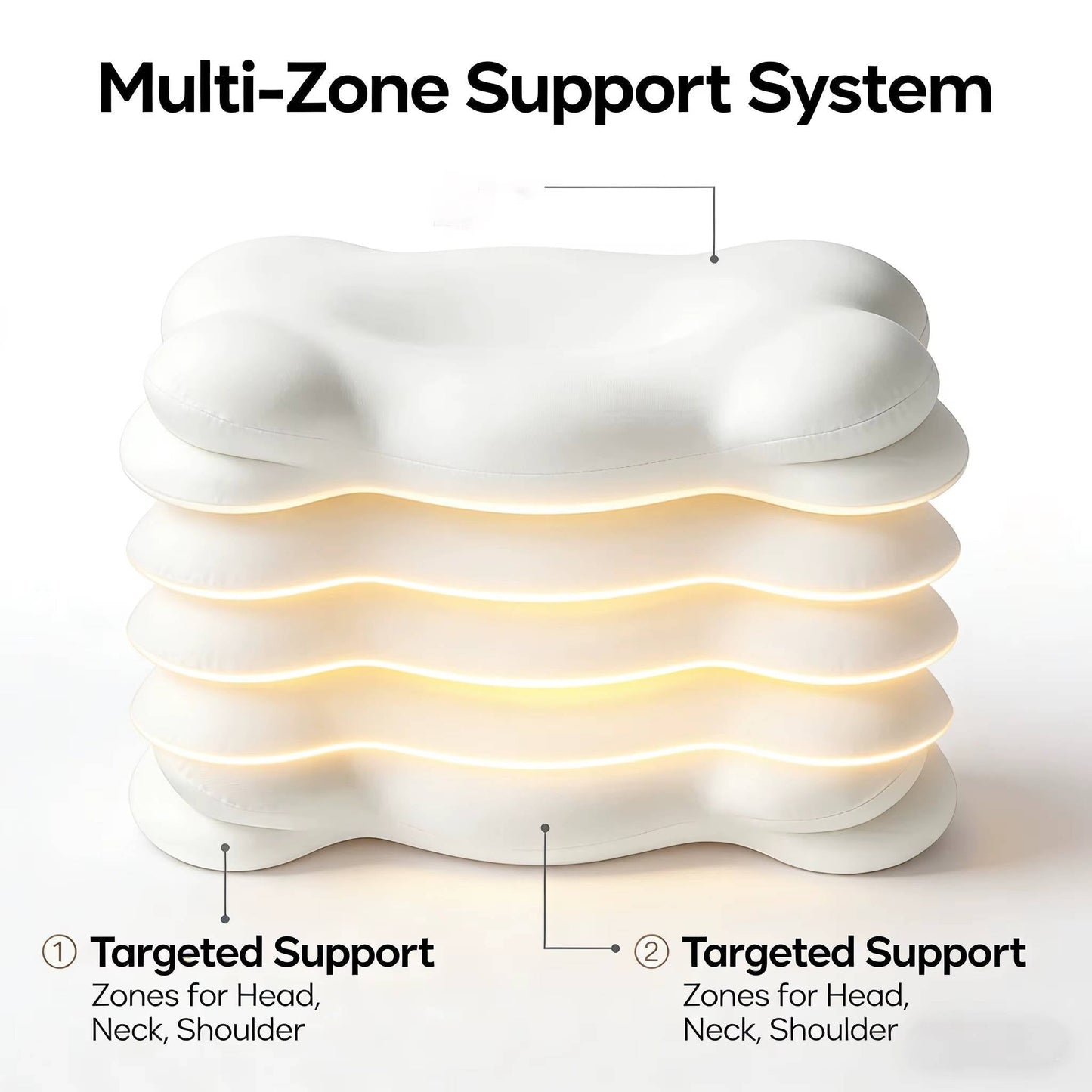 Ergonomic Memory Foam Cervical Pillow with Cooling Case, Dual Height Support for All Sleep Positions