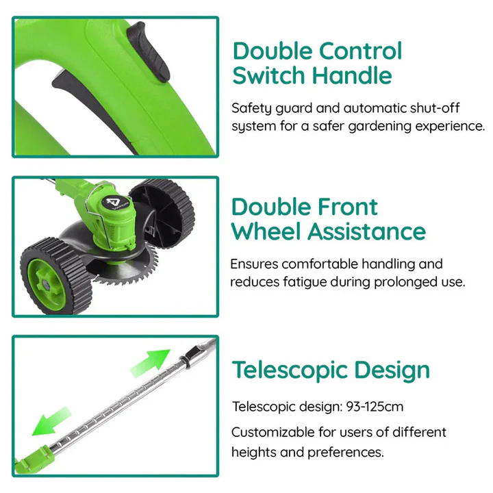 Cordless Electric Grass Trimmer with Rechargeable Battery