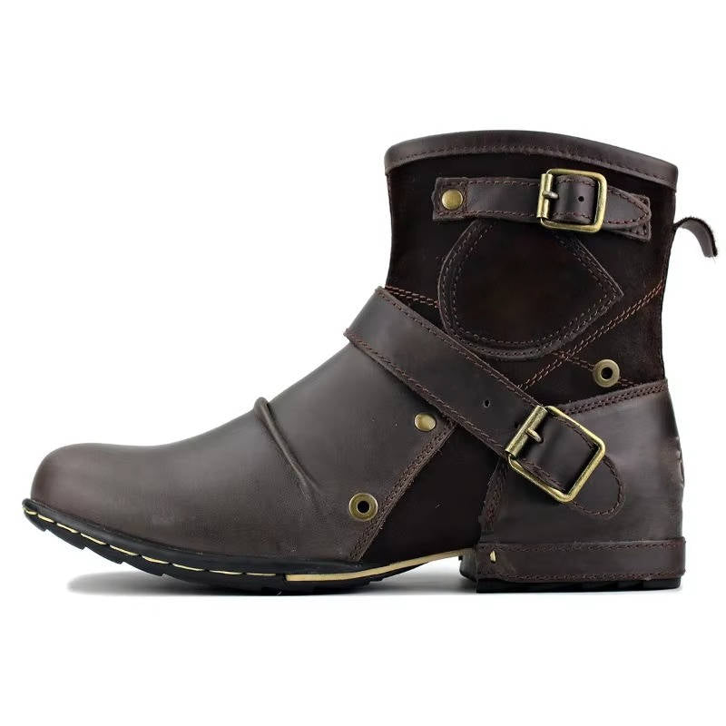 Men's Vintage Buckled Slip-On Ankle Boots