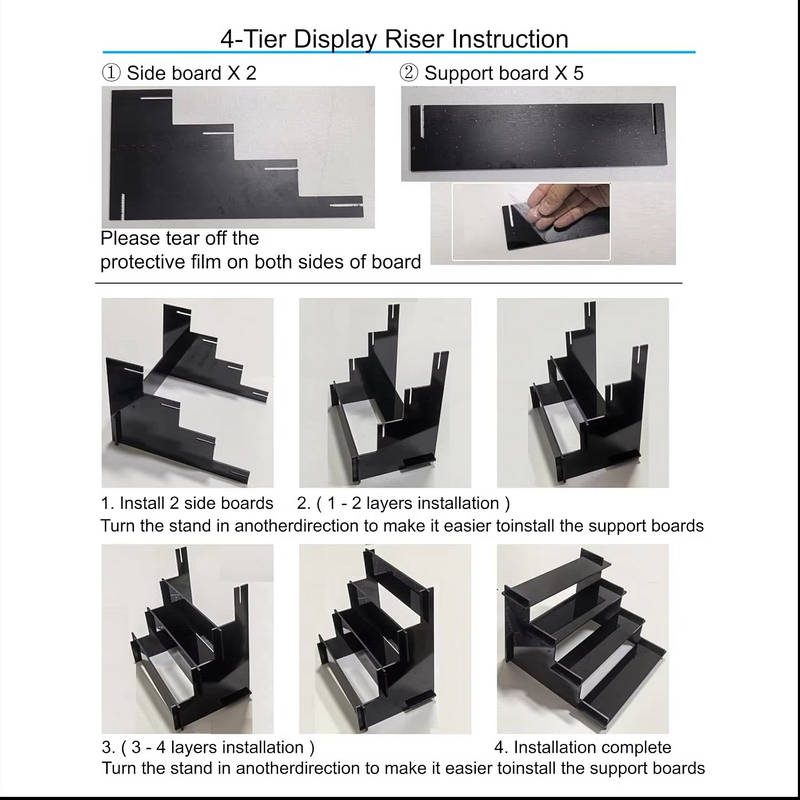 4 Tier Black Acrylic Perfume Display Stand Organizer