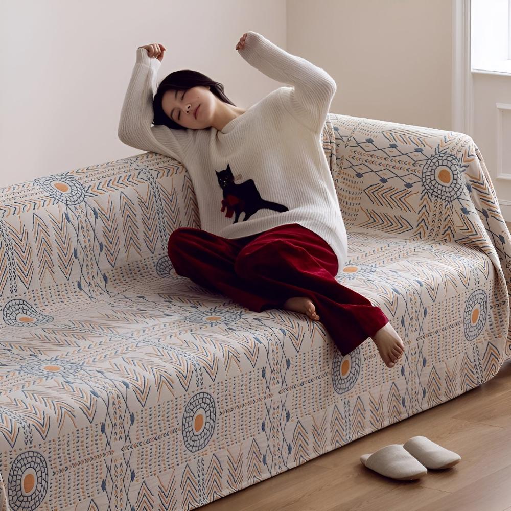 Reversible Cotton Throw Blanket for Cozy Comfort