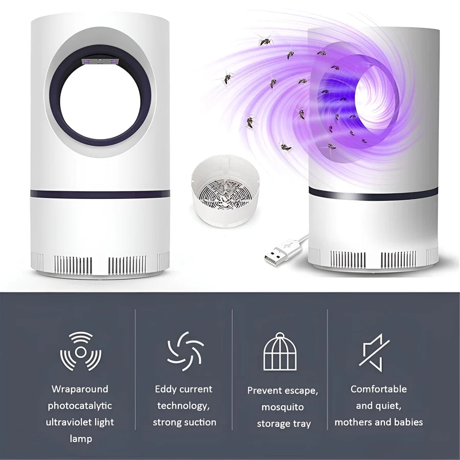 UV Light Mosquito and Fly Trap with USB Power