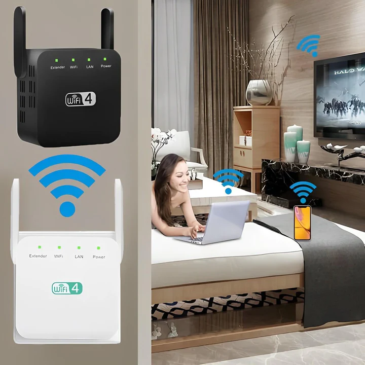 Long Range WiFi Repeater with Dual Antennas and 300Mbps Speed
