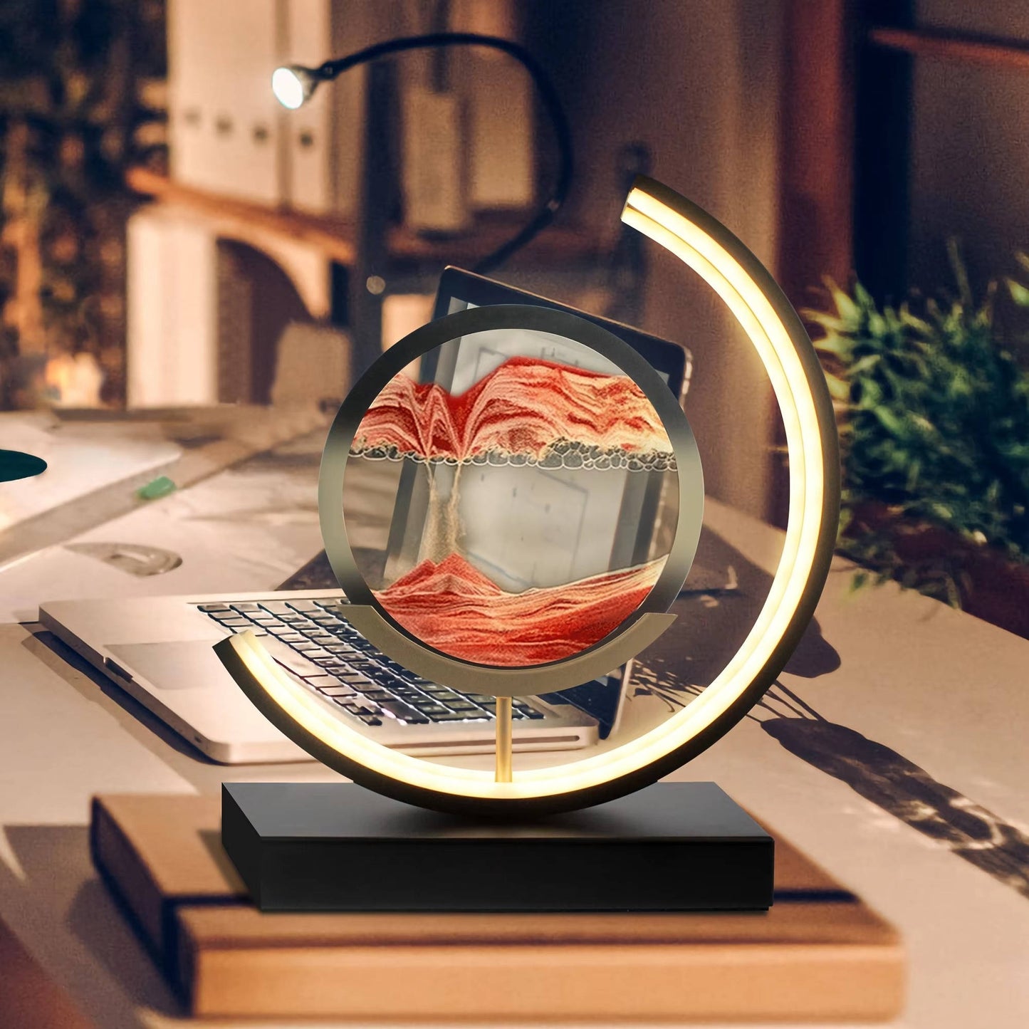 Moving Sand Art with Adjustable Light and 360-Degree Rotation