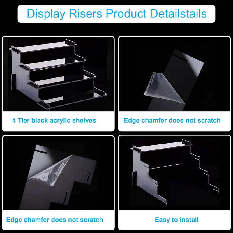 4 Tier Black Acrylic Perfume Display Stand Organizer