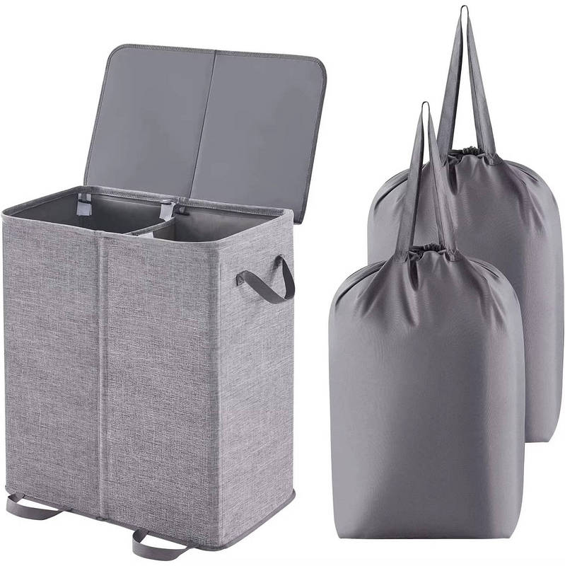 Large Foldable Laundry Hamper with Removable Bags and Reinforced Handles