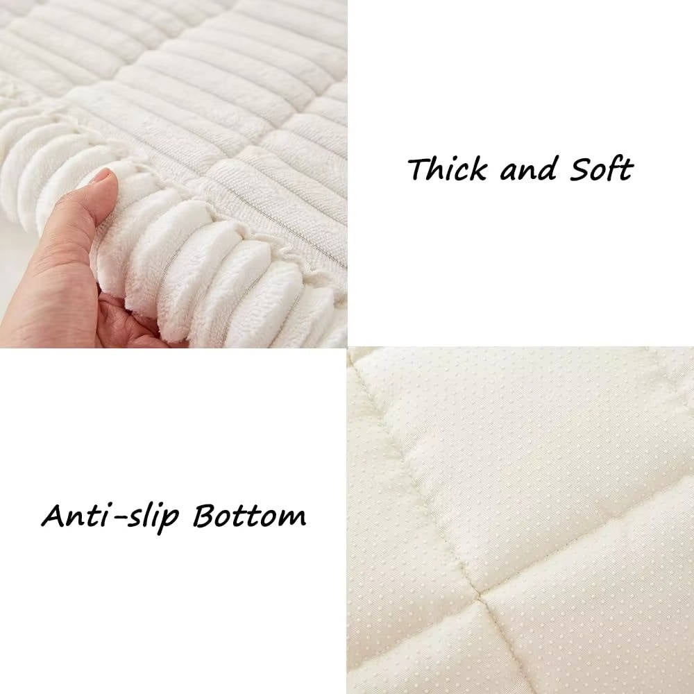 Non-Slip Fuzzy Pet Couch Cover for 2-3 Cushion Sofas, Washable Furniture Protector