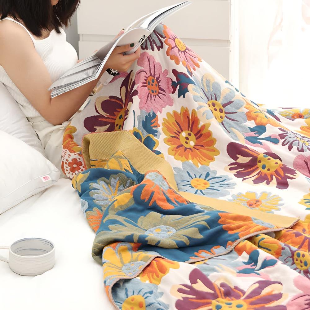 Reversible Bright Flower Organic Cotton Blanket
