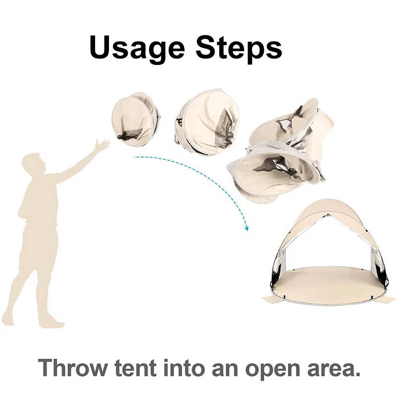 UPF 50 Plus Portable Beach Tent Sun Shelter with Instant Pop-Up and 360-Degree Ventilation
