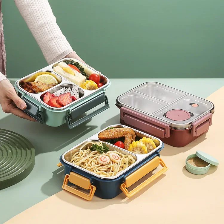 Insulated Stainless Steel Lunch Box with Divided Compartments