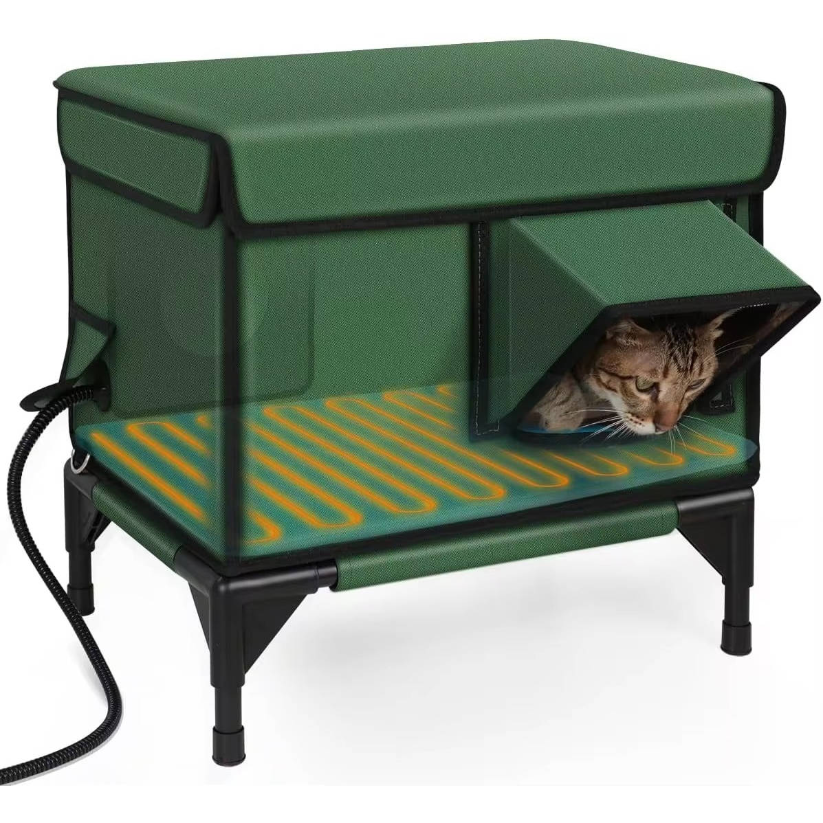 Heated Outdoor Cat House with Insulation and Escape Door