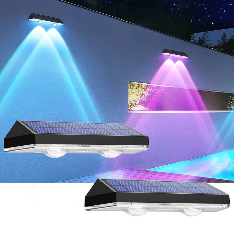 Solar LED Outdoor Fence Lights with 8 Color Modes, Waterproof Garden Lighting