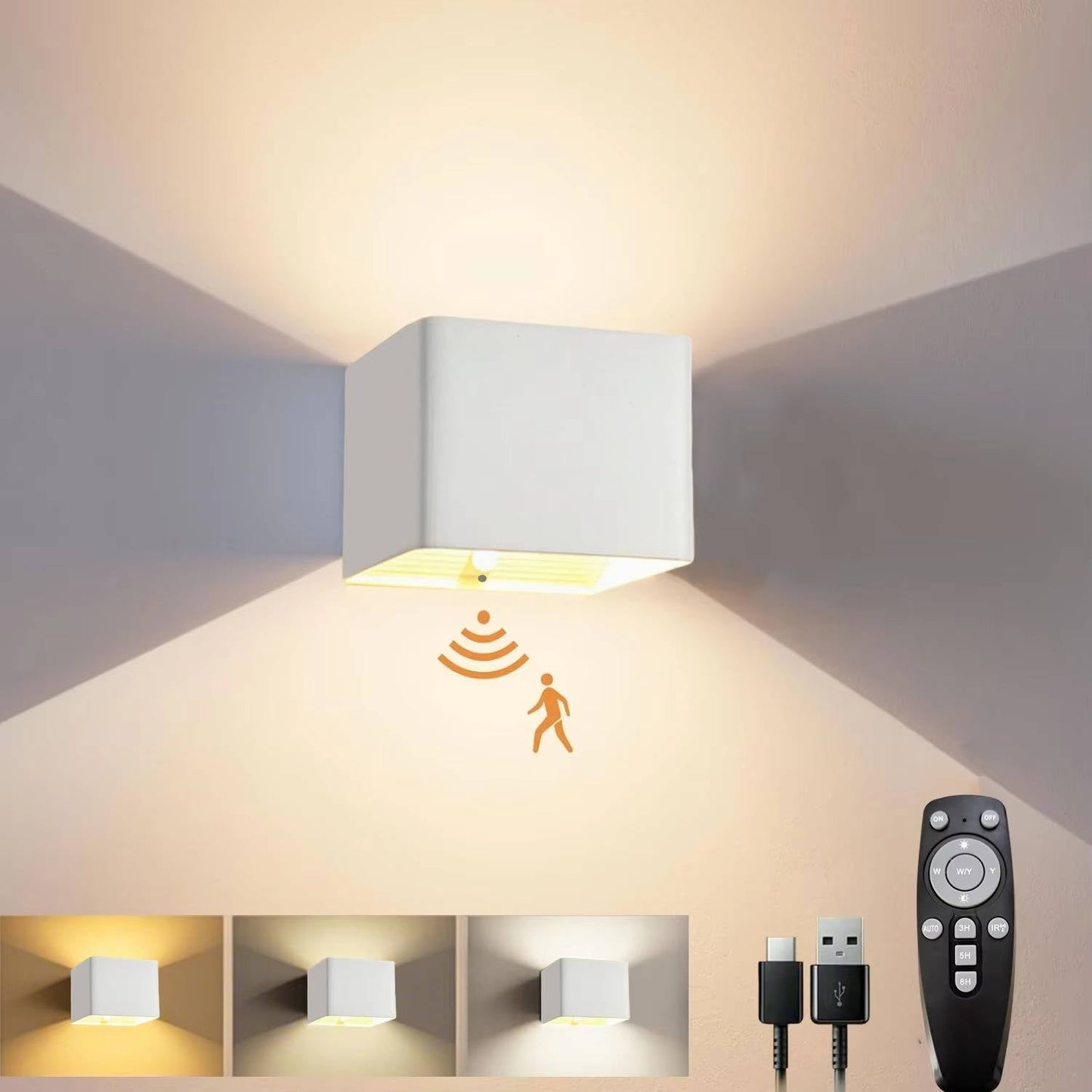 Rechargeable Indoor Wall Light with Motion Sensor and Remote Control