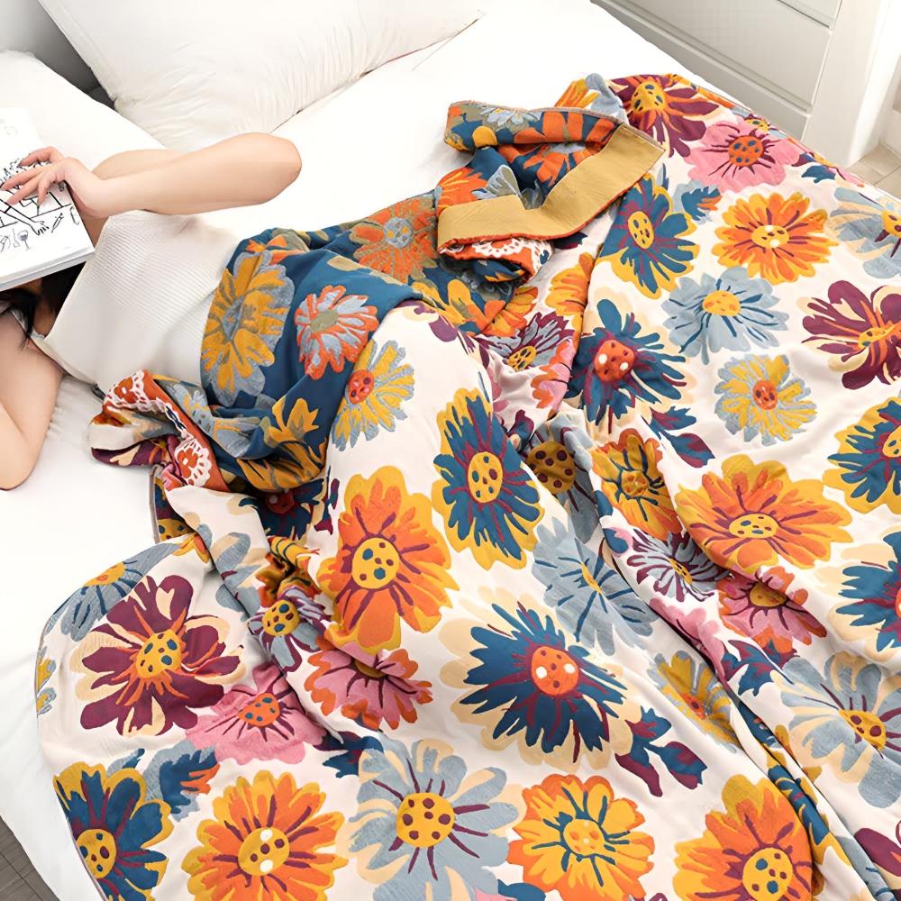 Reversible Bright Flower Organic Cotton Blanket