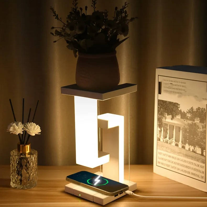 Floating Wireless Charging Lamp with Magnetic Design