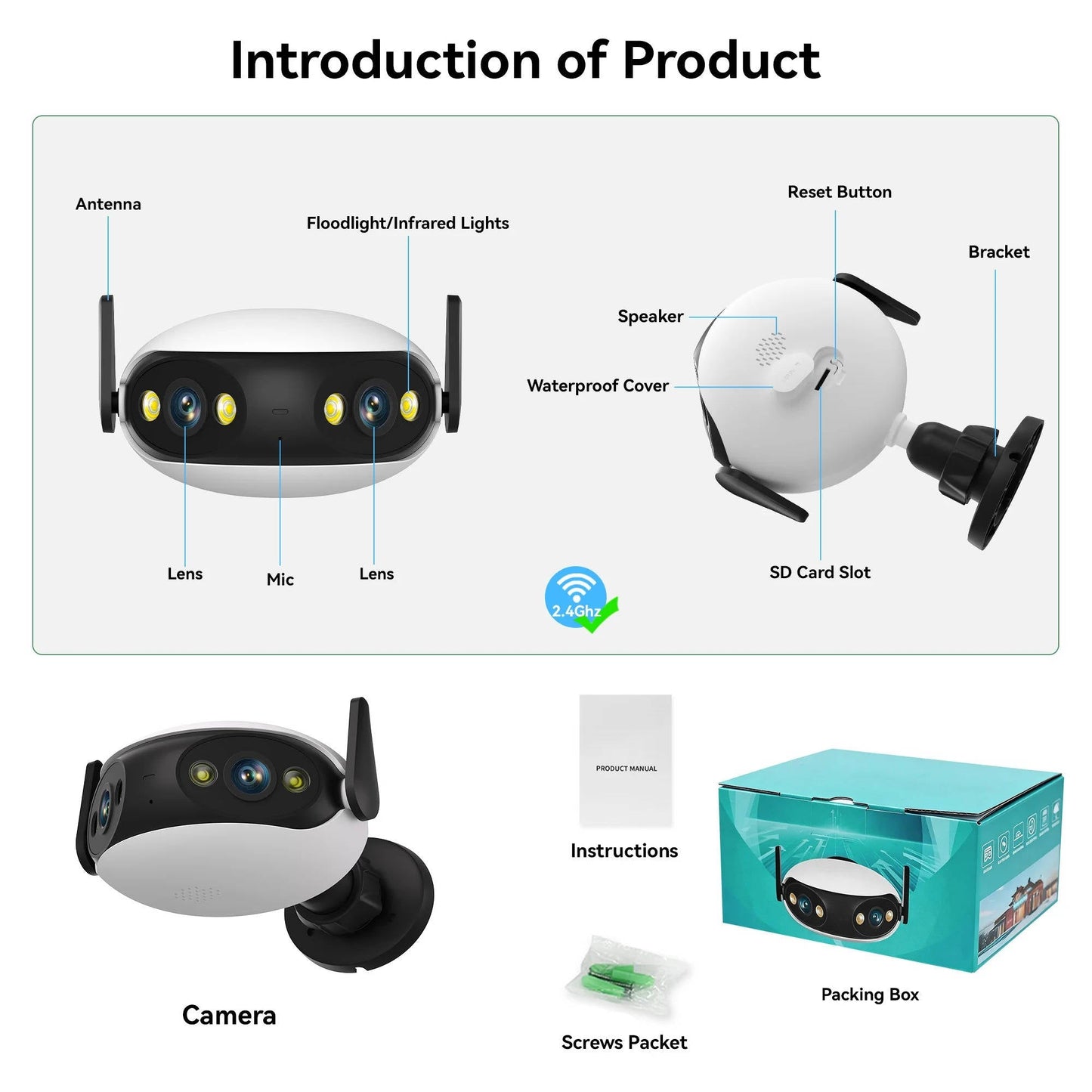 4K 180 Degree Outdoor WiFi Security Camera with Night Vision and Motion Detection
