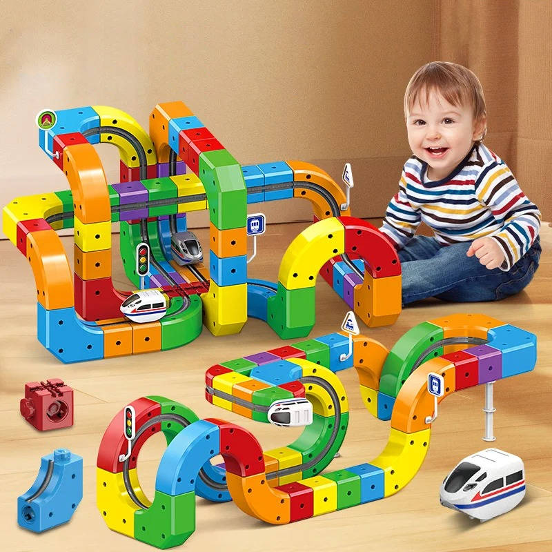 Magnetic Train Track Building Set with Rechargeable Electric Train