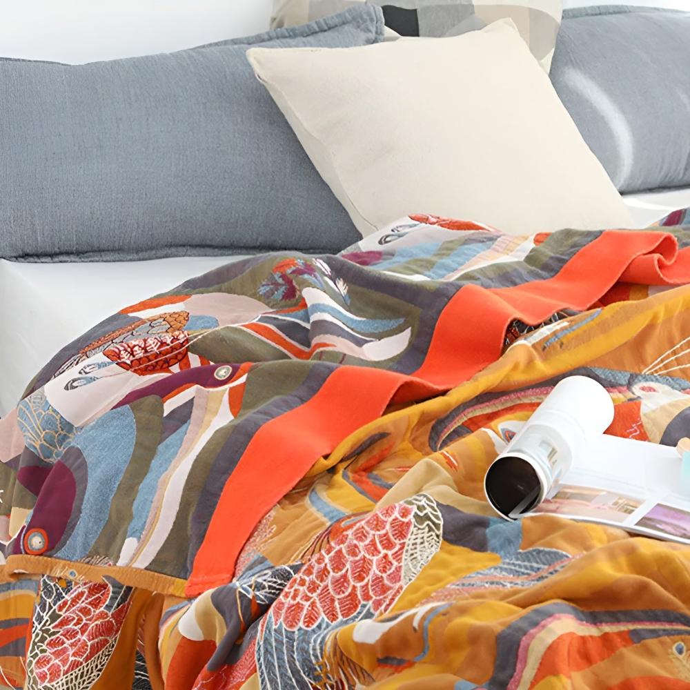 Reversible Toucan Bird Cotton Throw Blanket