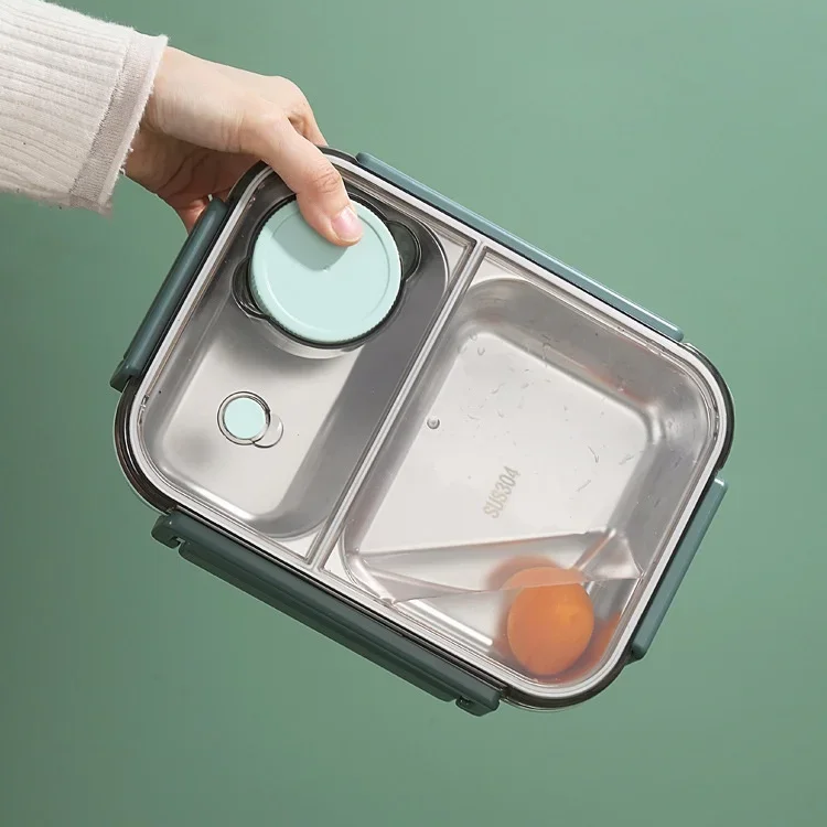 Insulated Stainless Steel Lunch Box with Divided Compartments