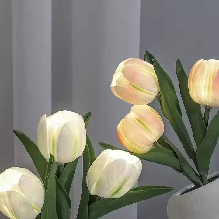 LED Color Changing Tulip Night Light with Ceramic Vase
