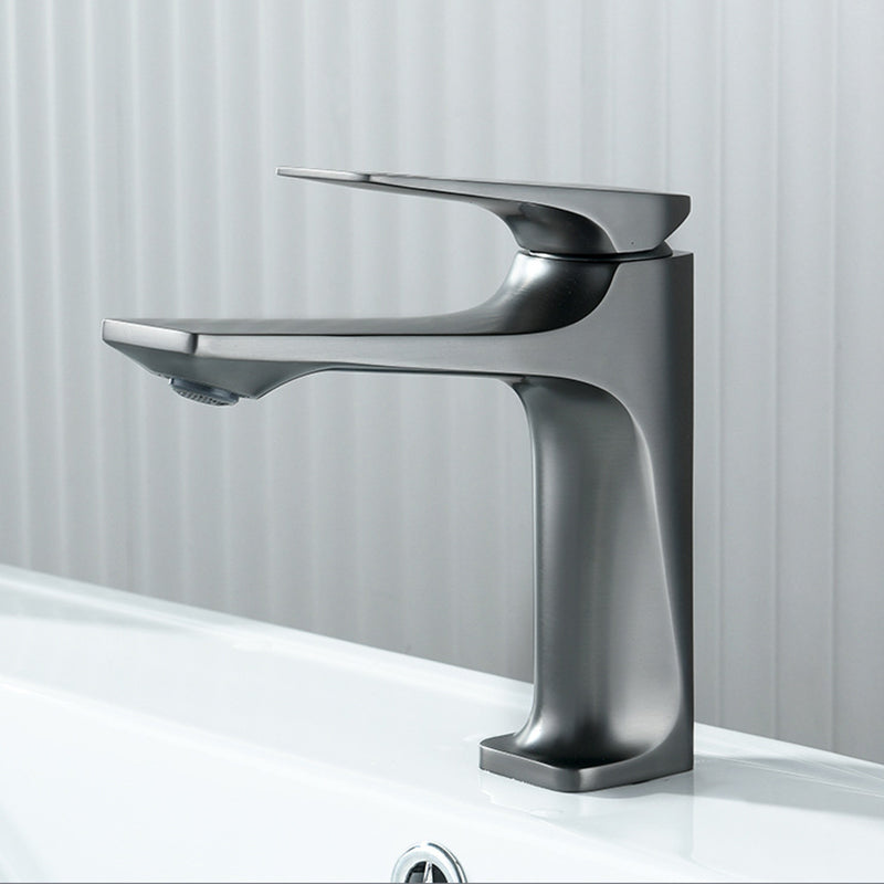 Modern Single-Handle Bathroom Faucet in Gray and Black