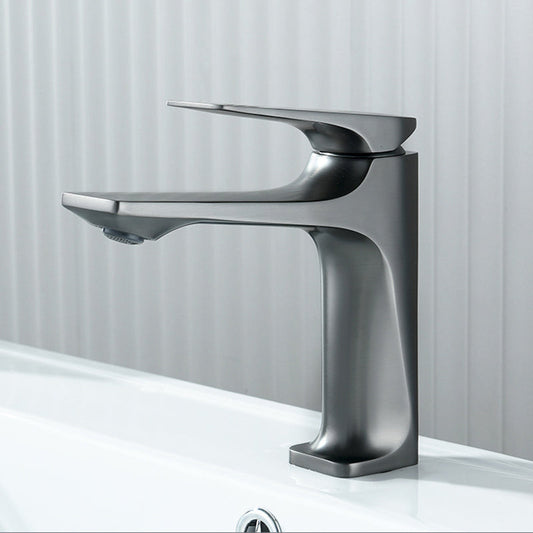 Modern Single-Handle Bathroom Faucet in Gray and Black