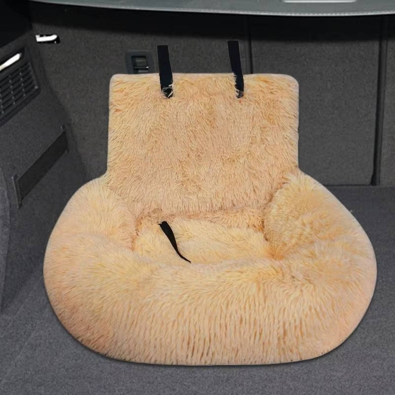 High Backrest Dog Car Bed with Non-Slip Base
