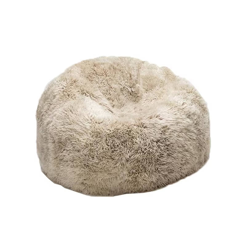 Ultra Soft Fluffy Faux Fur Bean Bag Cover for Kids and Adults, Adjustable Unfilled Pouf with Vegan Leather Handle