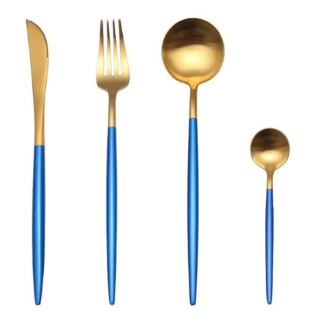 Luxurious 24-Piece Gold and Silver Stainless Steel Cutlery Set