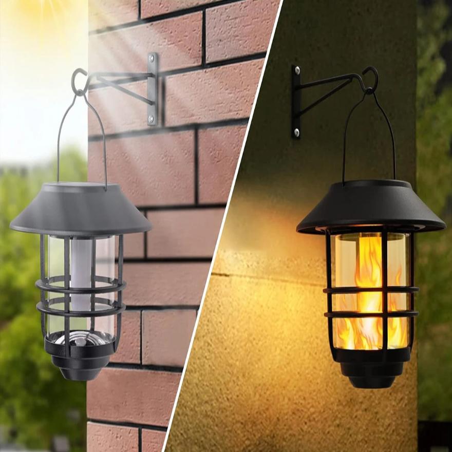 Solar Waterproof Flickering Flame Lantern for Outdoor Use