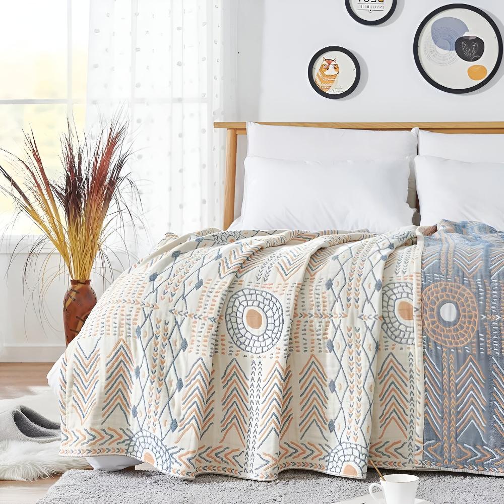 Reversible Cotton Throw Blanket for Cozy Comfort
