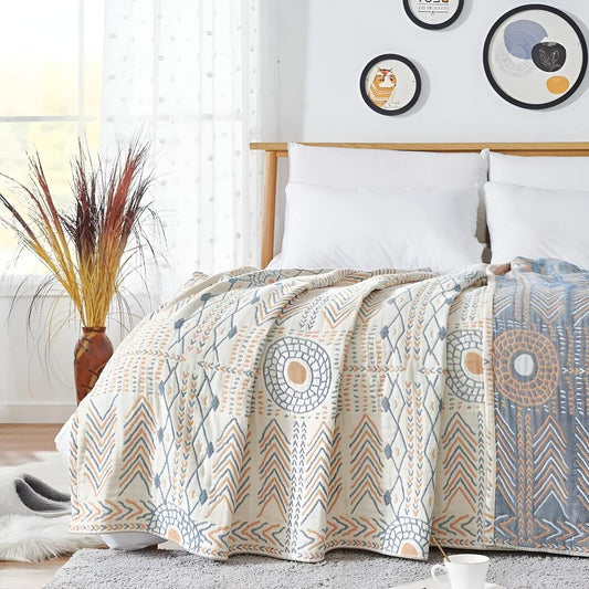 Reversible Cotton Throw Blanket for Cozy Comfort