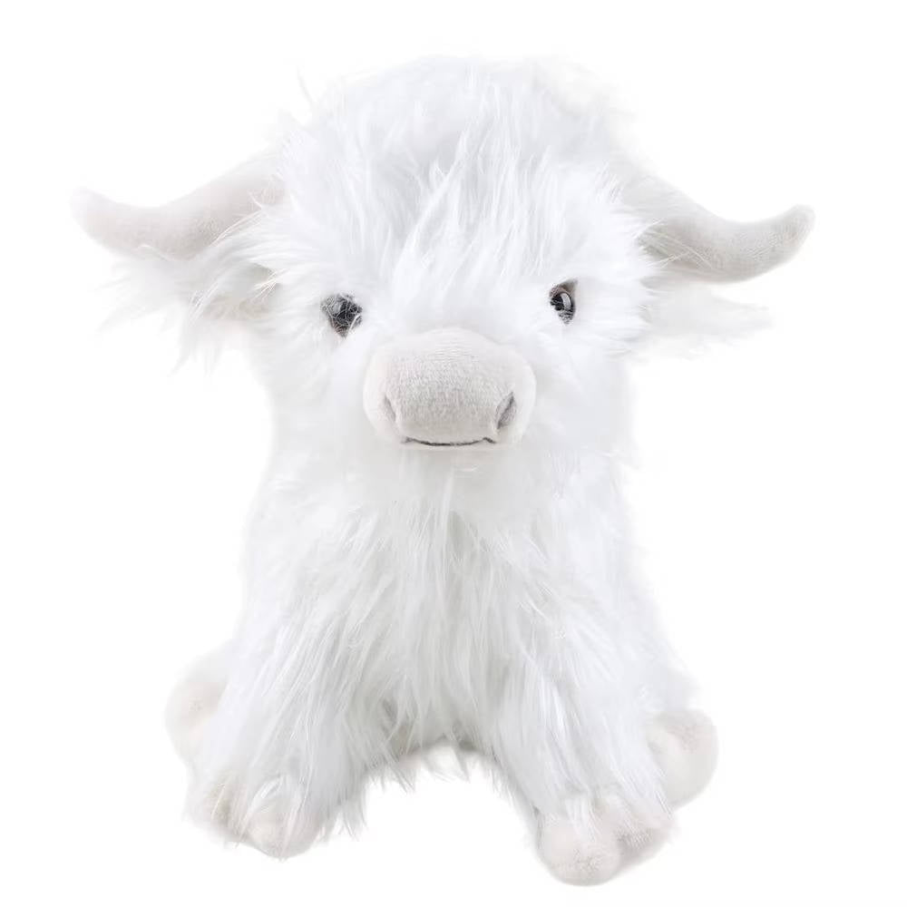 Handmade Plush Cow Stuffed Animal Toy with Fluffy Fur and Expressive Eyes