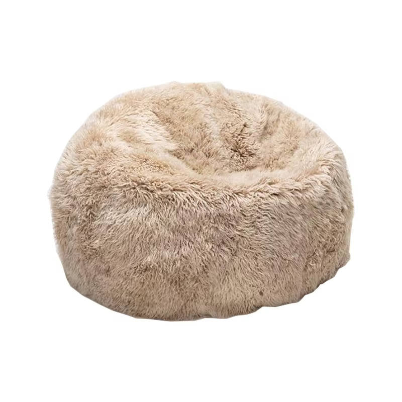 Ultra Soft Fluffy Faux Fur Bean Bag Cover for Kids and Adults, Adjustable Unfilled Pouf with Vegan Leather Handle