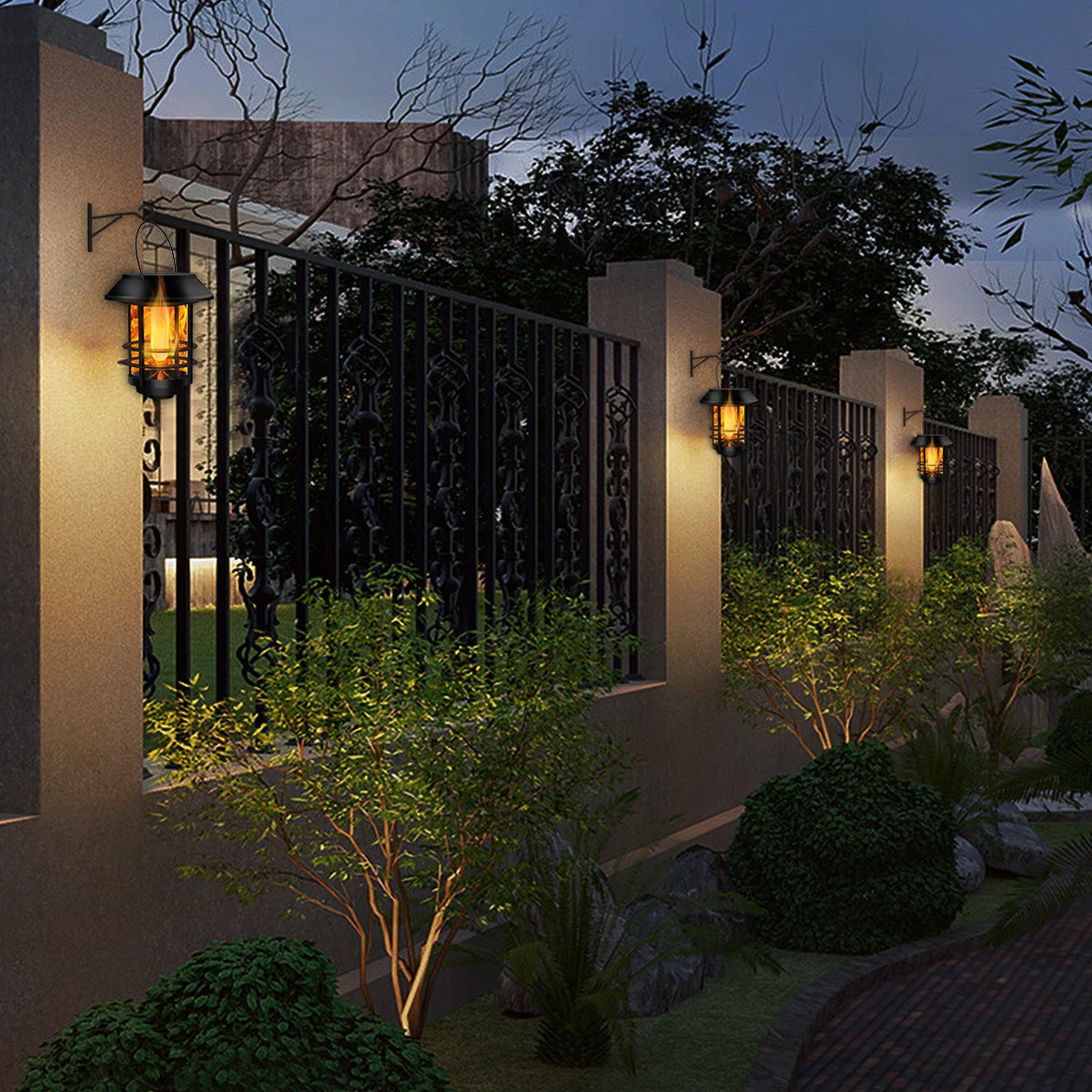 Solar Waterproof Flickering Flame Lantern for Outdoor Use