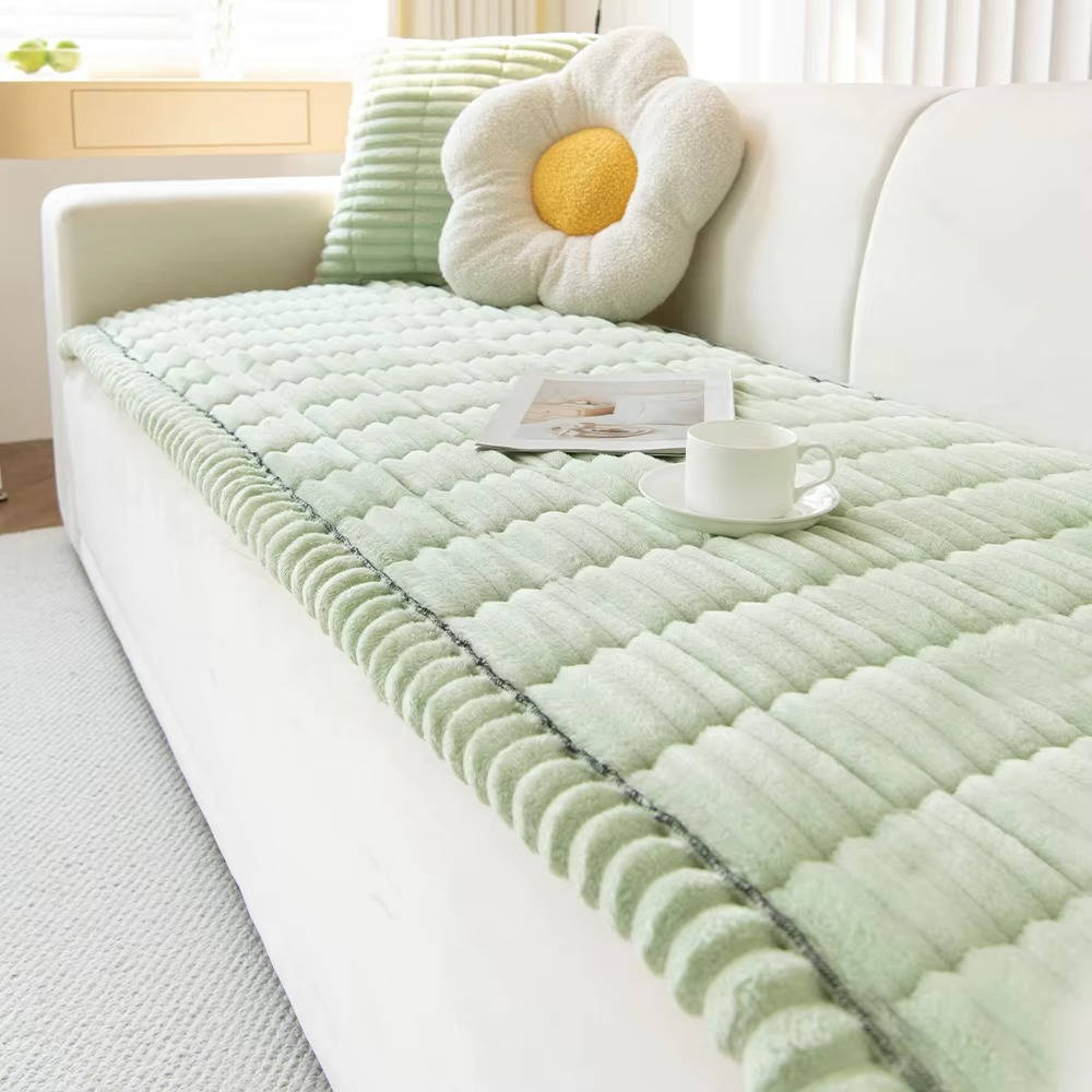 Non-Slip Fuzzy Pet Couch Cover for 2-3 Cushion Sofas, Washable Furniture Protector