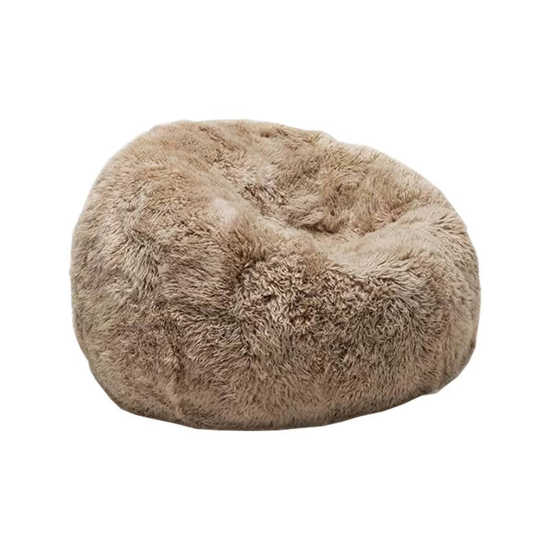 Ultra Soft Fluffy Faux Fur Bean Bag Cover for Kids and Adults, Adjustable Unfilled Pouf with Vegan Leather Handle