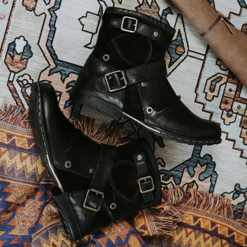 Men's Vintage Buckled Slip-On Ankle Boots