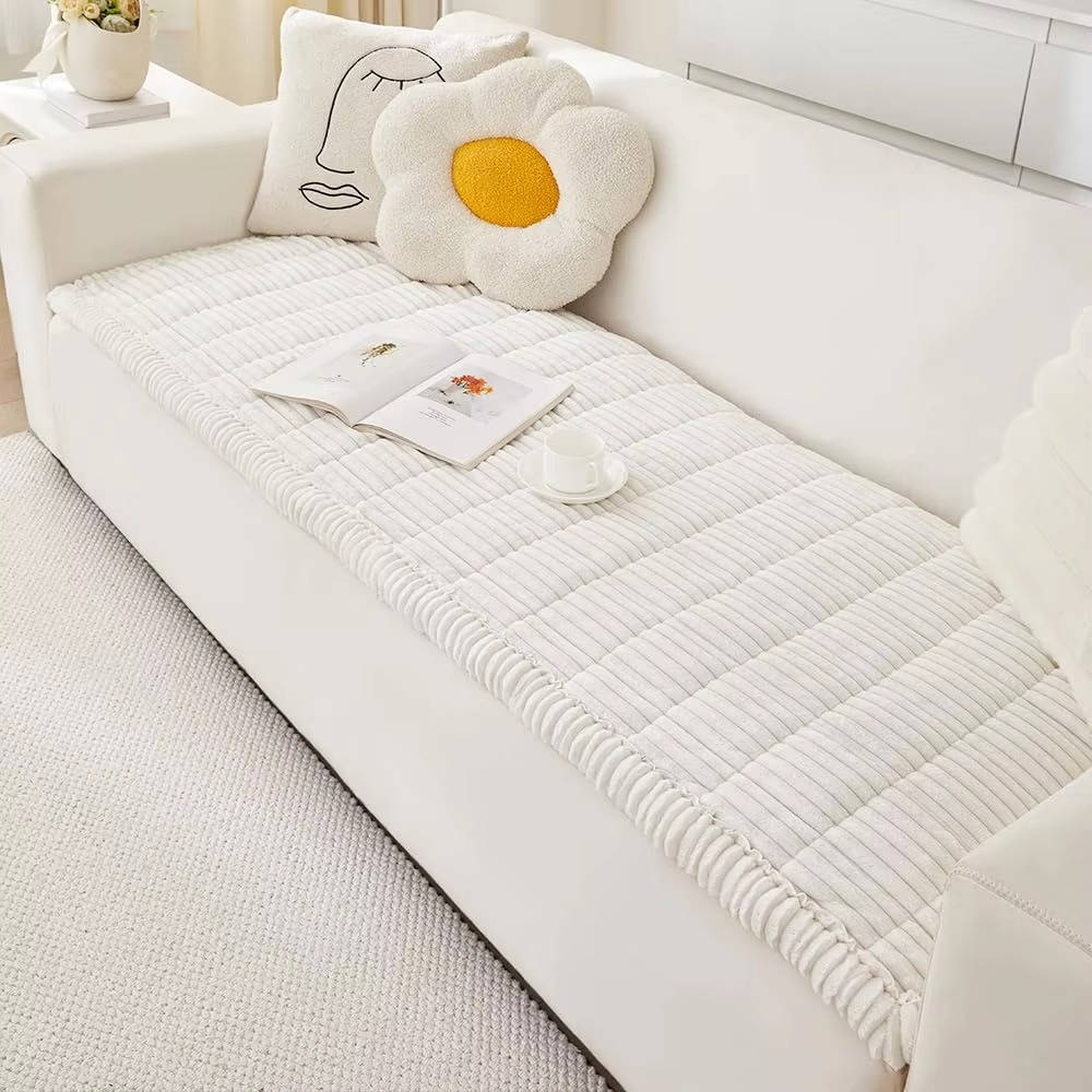Non-Slip Fuzzy Pet Couch Cover for 2-3 Cushion Sofas, Washable Furniture Protector