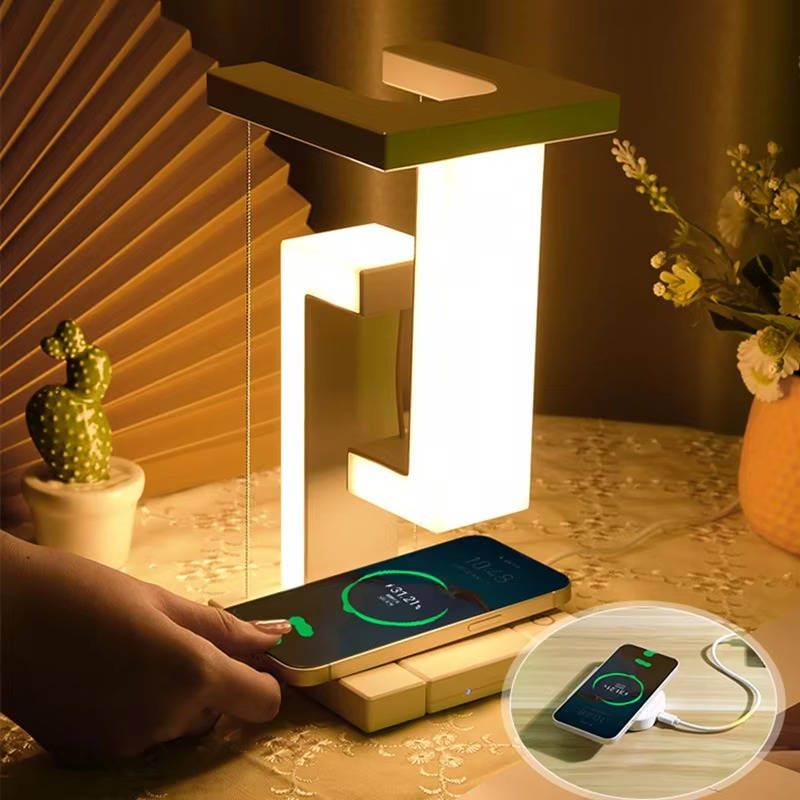Floating Wireless Charging Lamp with Magnetic Design