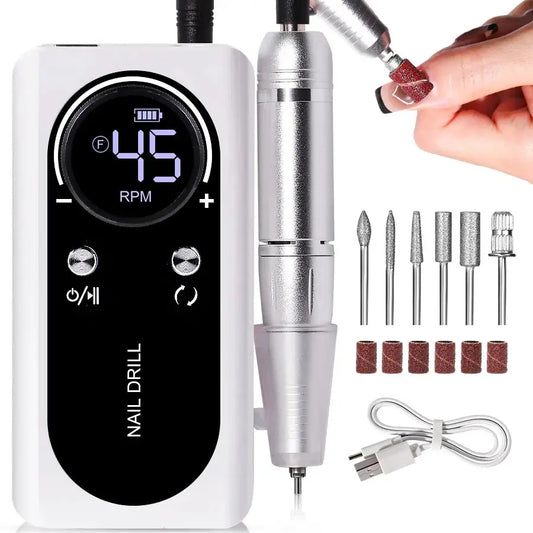 Portable Electric Nail File 45000RPM Rechargeable Low Noise