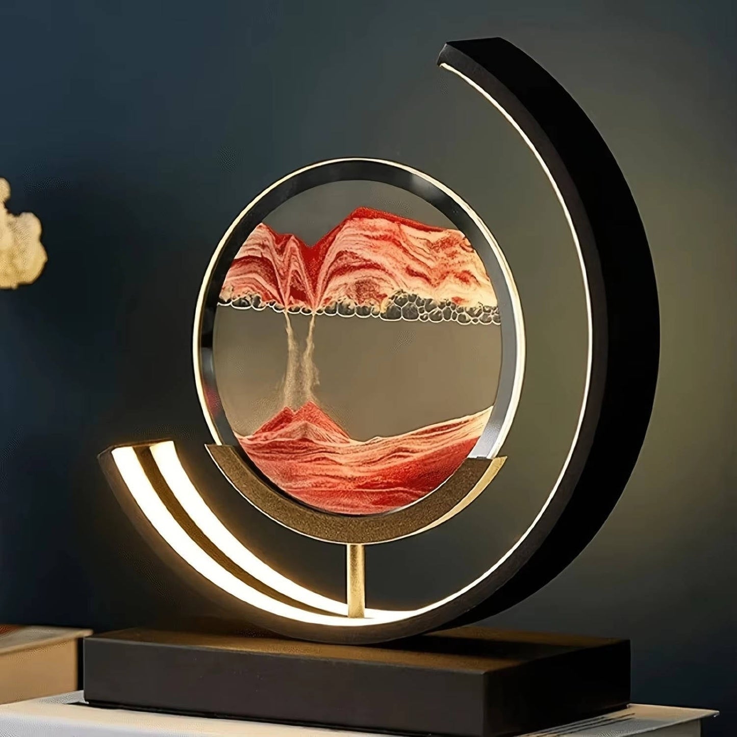 Moving Sand Art with Adjustable Light and 360-Degree Rotation