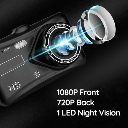 1080p Dual Car Camera with 170° Wide Angle and Night Vision