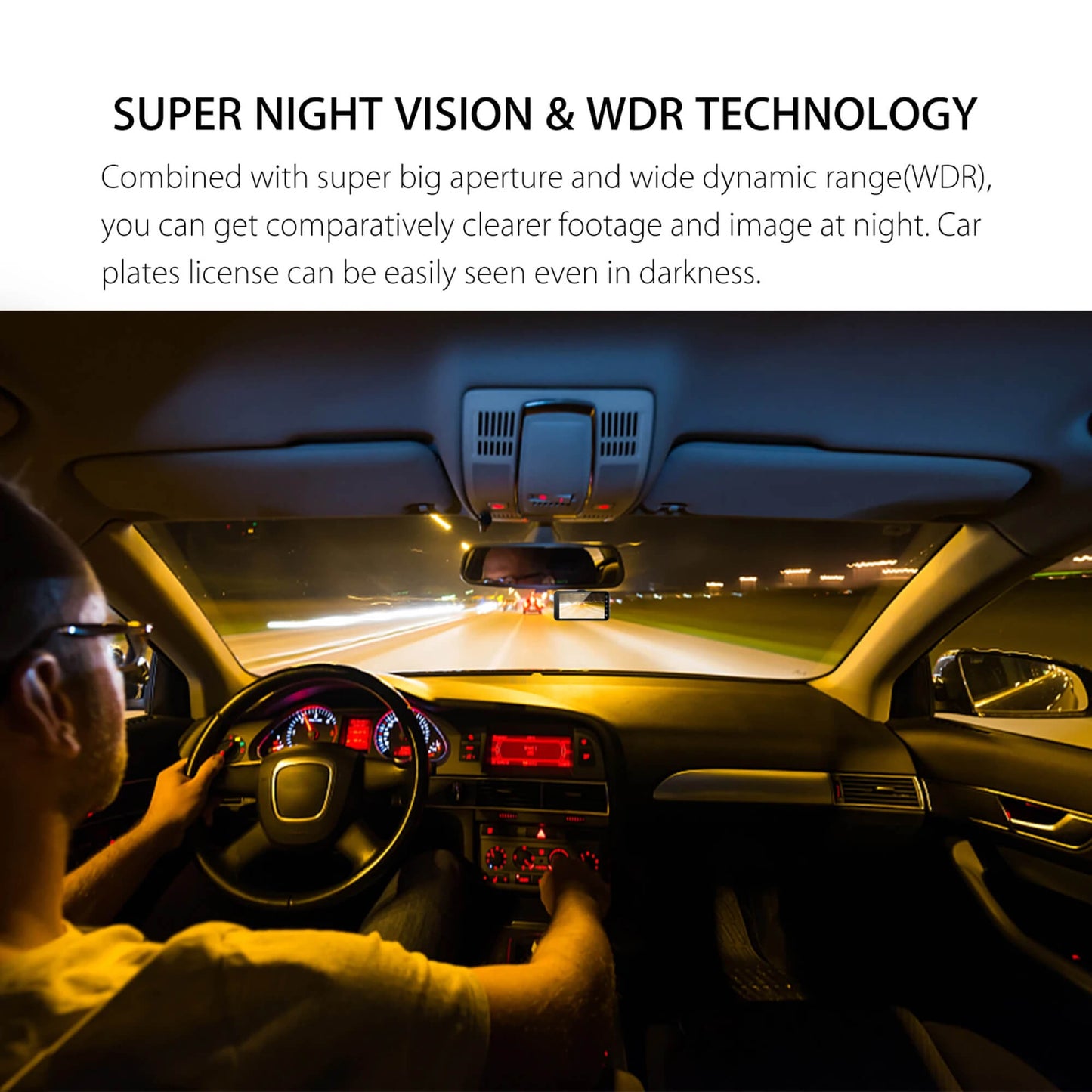 1080p Dual Car Camera with 170° Wide Angle and Night Vision