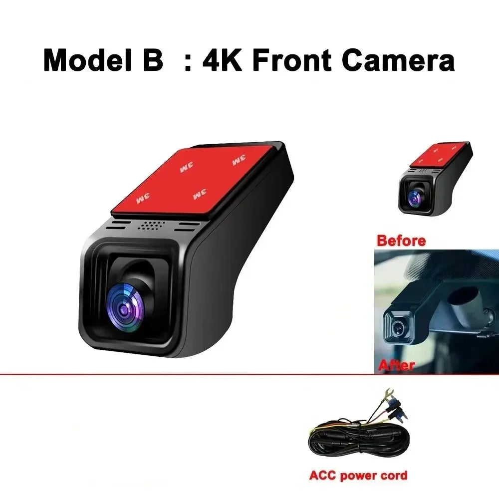 4K Dual Camera Wi-Fi Dashcam with GPS and Night Vision