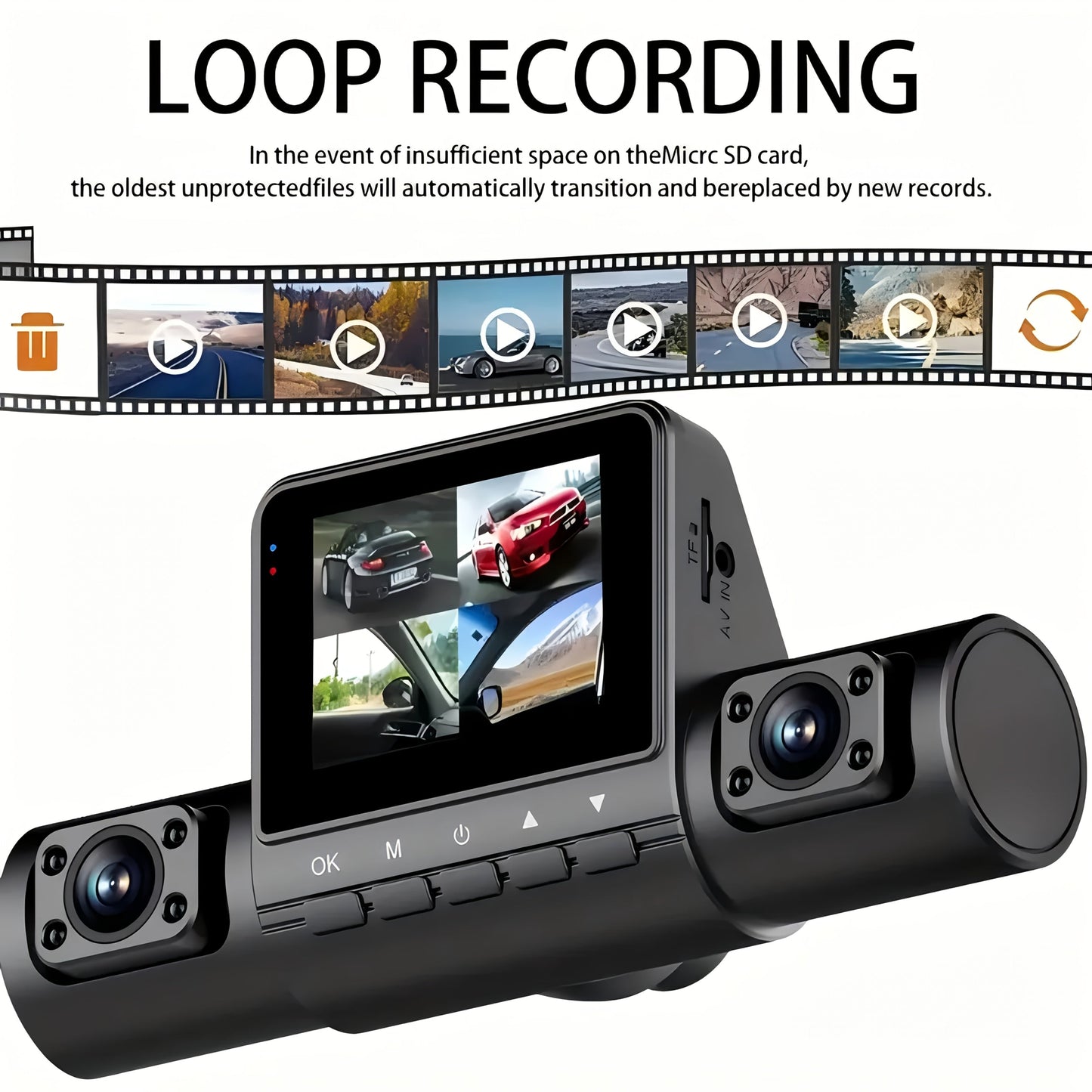 1080p Car Camera with LED Screen and Driver Control