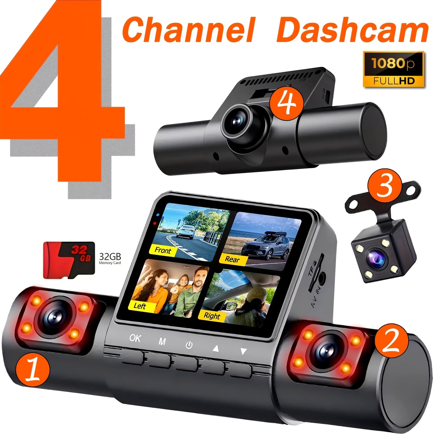 1080p Car Camera with LED Screen and Driver Control